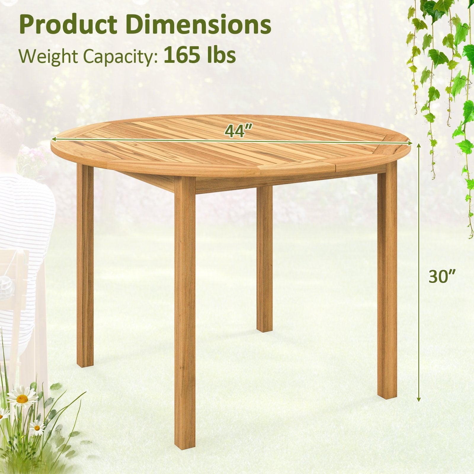 4-Person Large Round Outdoor Dining Table, Natural Patio Dining Tables   at Gallery Canada