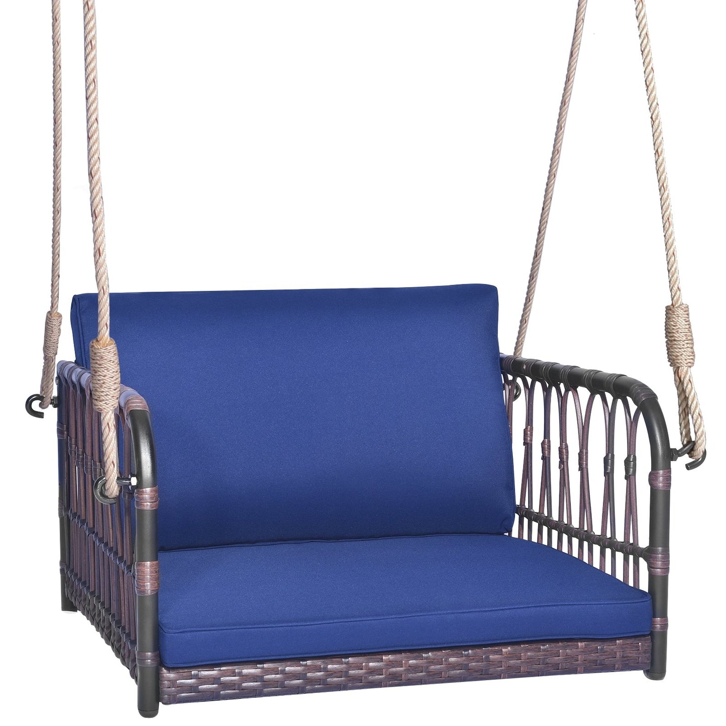 Single Person Hanging Seat with Seat and Back Cushions, Navy Patio Rocking Chairs & Gliders   at Gallery Canada