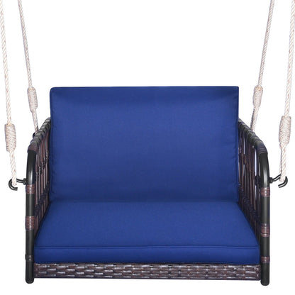 Single Person Hanging Seat with Seat and Back Cushions, Navy Patio Rocking Chairs & Gliders   at Gallery Canada