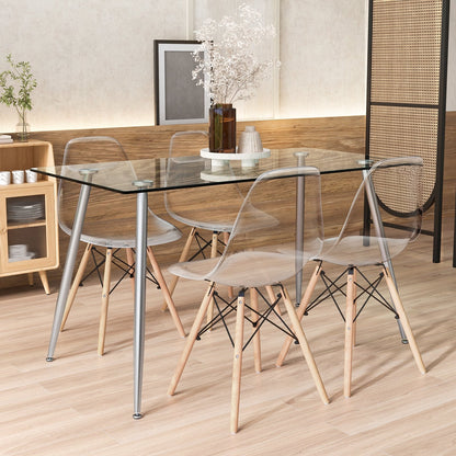 5 Pieces Rectangle Dining Table Set with 51 Inch Glass Tabletop, Gray Dining Room Sets   at Gallery Canada