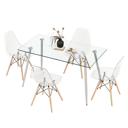 5 Pieces Rectangle Dining Table Set with 51 Inch Glass Tabletop, Gray Dining Room Sets   at Gallery Canada