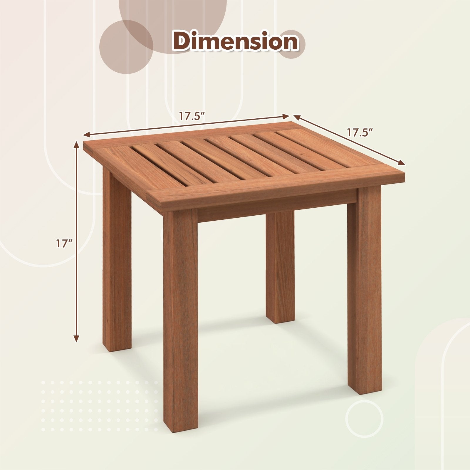 Patio Hardwood Square Side Table with Slatted Tabletop, Natural Patio Tables   at Gallery Canada