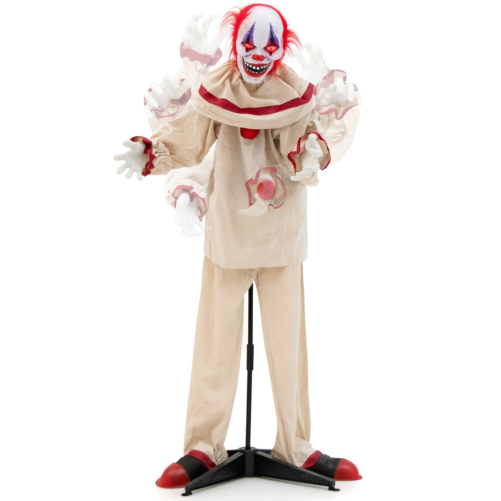 5 FT Grins Animatronic Killer Clown Halloween Decoration with Glowing Red Eyes, Beige Halloween   at Gallery Canada