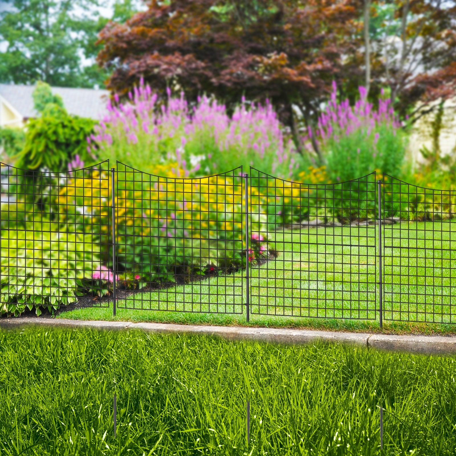 Decorative Garden Fence with 5 Panels and 5 Stakes, Black Decorative Fencing & Flooring at Gallery Canada
