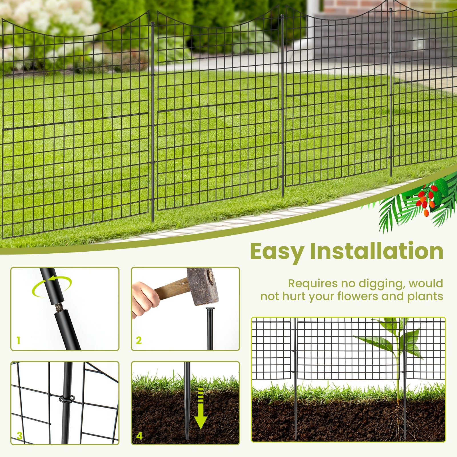 Decorative Garden Fence with 5 Panels and 5 Stakes, Black Decorative Fencing & Flooring at Gallery Canada