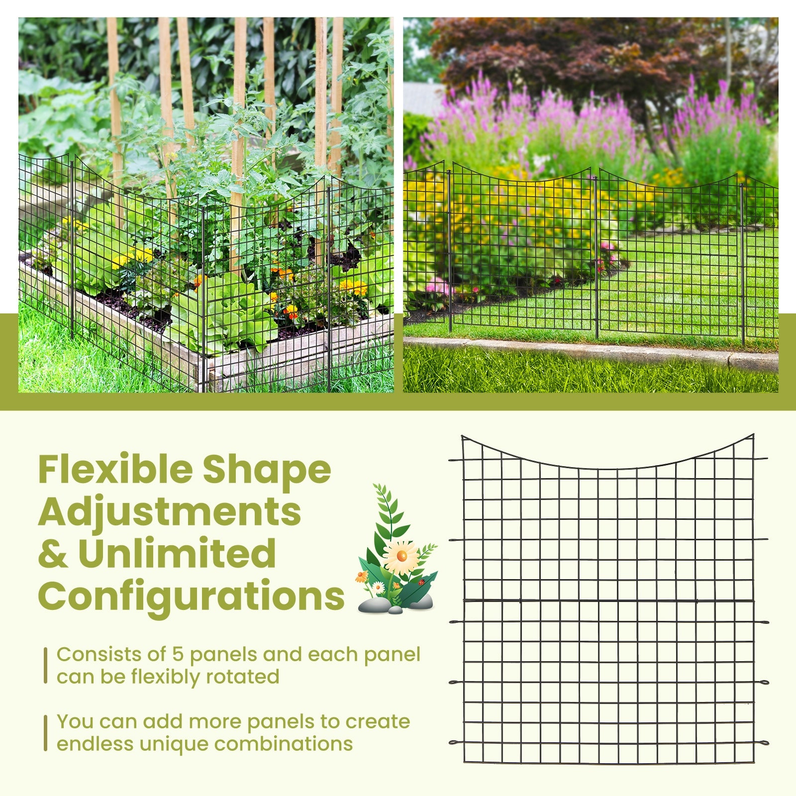 Decorative Garden Fence with 5 Panels and 5 Stakes, Black Decorative Fencing & Flooring at Gallery Canada