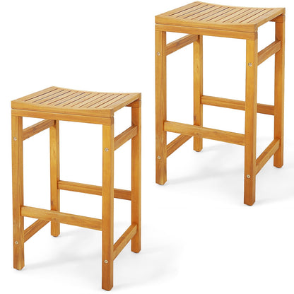 30-Inch Height Bar Chair with Saddle Shaped Seat and Sturdy Footrest-Set of 2, Natural Patio Dining Chairs   at Gallery Canada