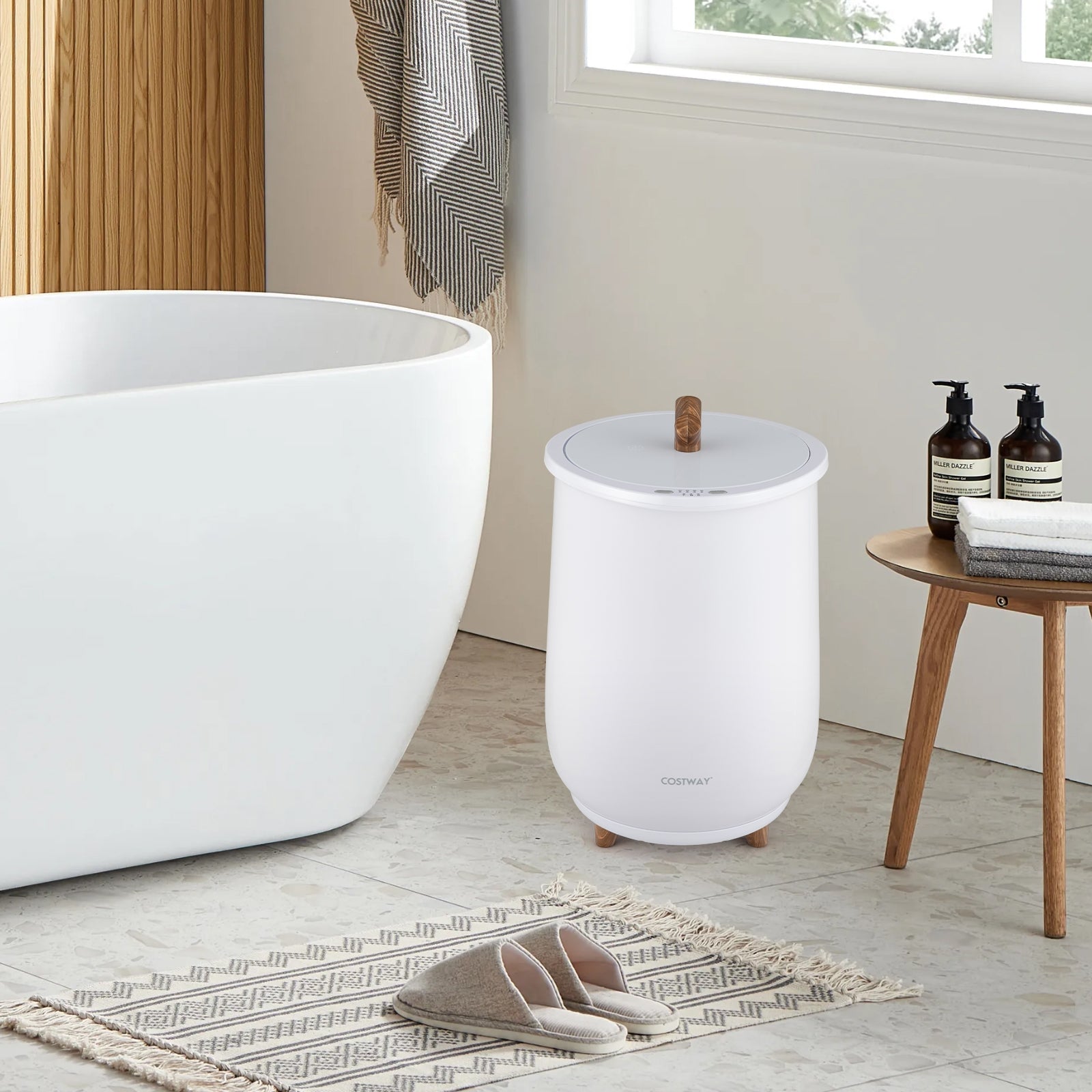23L Large Luxury Bucket-Style Towel Warmer with Fragrant Disc Holder, White Dryers at Gallery Canada