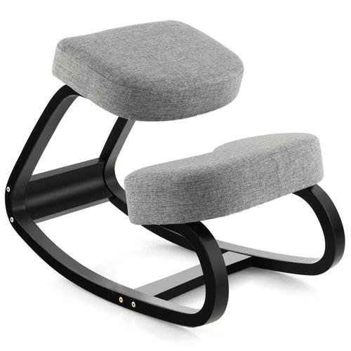 Rocking Ergonomic Kneeling Chair with Padded Cushion for Home Office, Gray