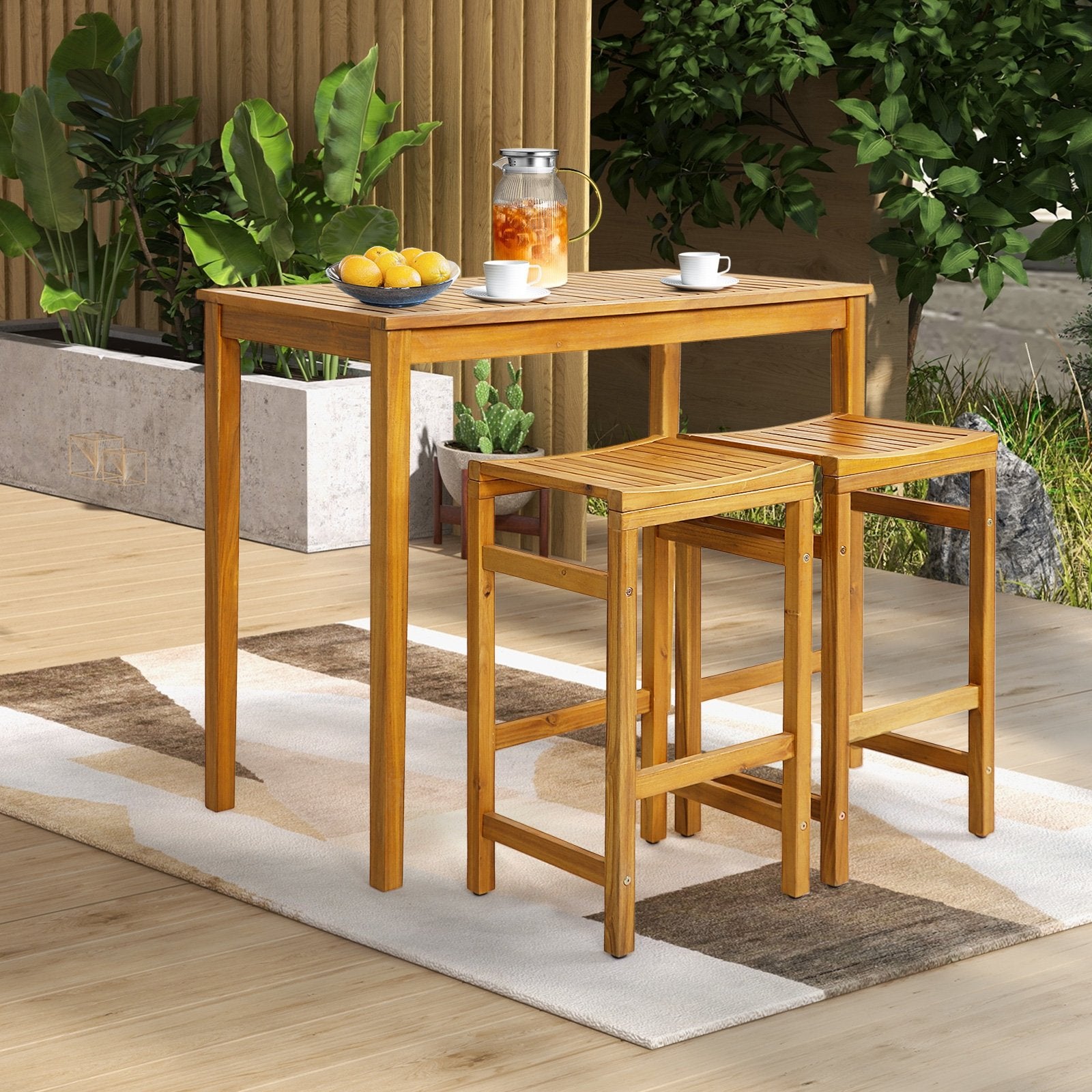 Rectangular Indoor and Outdoor Bar Height Table for Garden, Natural Patio Coffee Tables   at Gallery Canada