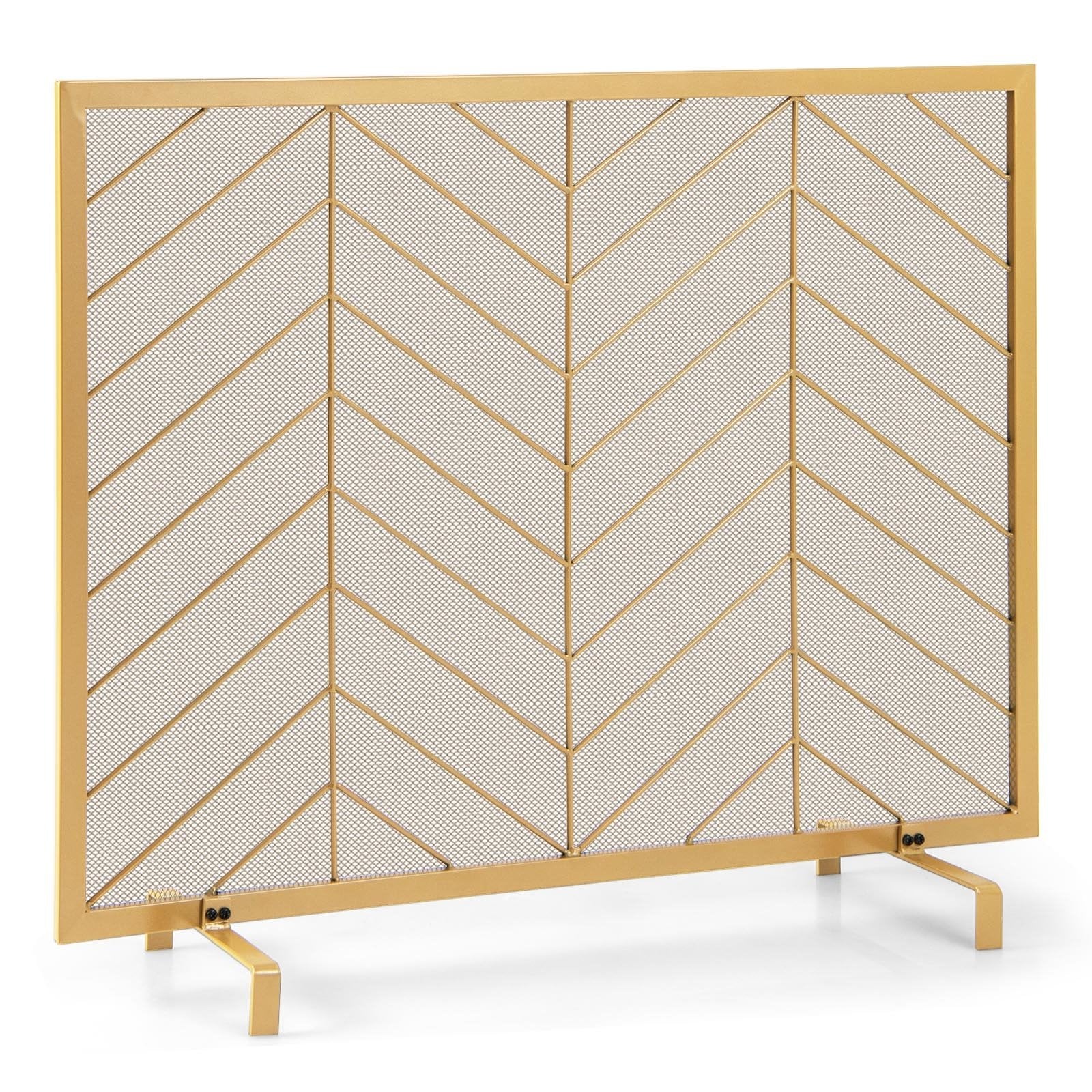 38 x 31 Inch Single Panel Fireplace Screen, Golden Fireplace Tools Golden at Gallery Canada