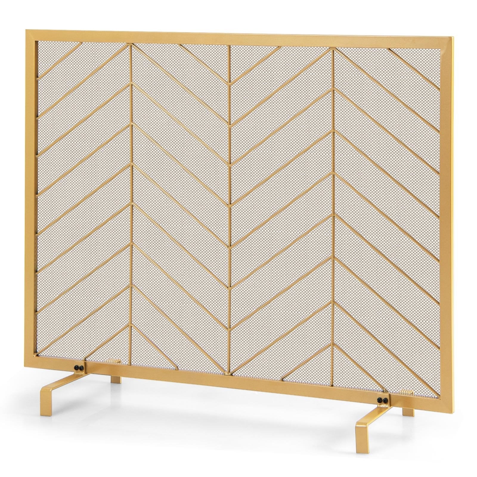 38 x 31 Inch Single Panel Fireplace Screen, Golden Fireplace Tools   at Gallery Canada