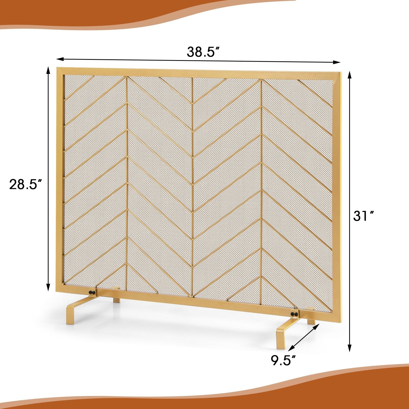 38 x 31 Inch Single Panel Fireplace Screen, Golden Fireplace Tools   at Gallery Canada