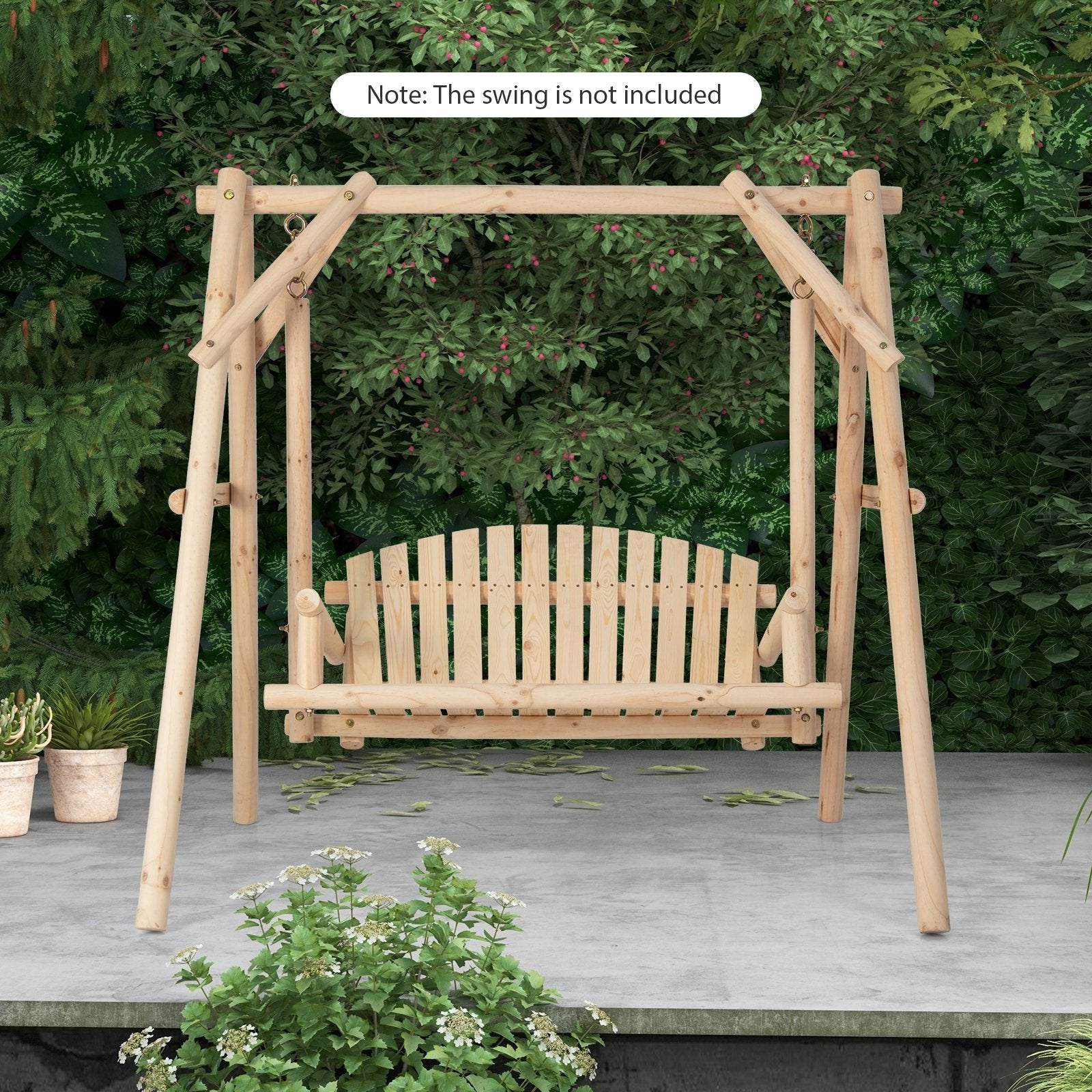 Heavy Duty Wooden Swing Frame with Reinforced Bars, Natural Porch Swings   at Gallery Canada