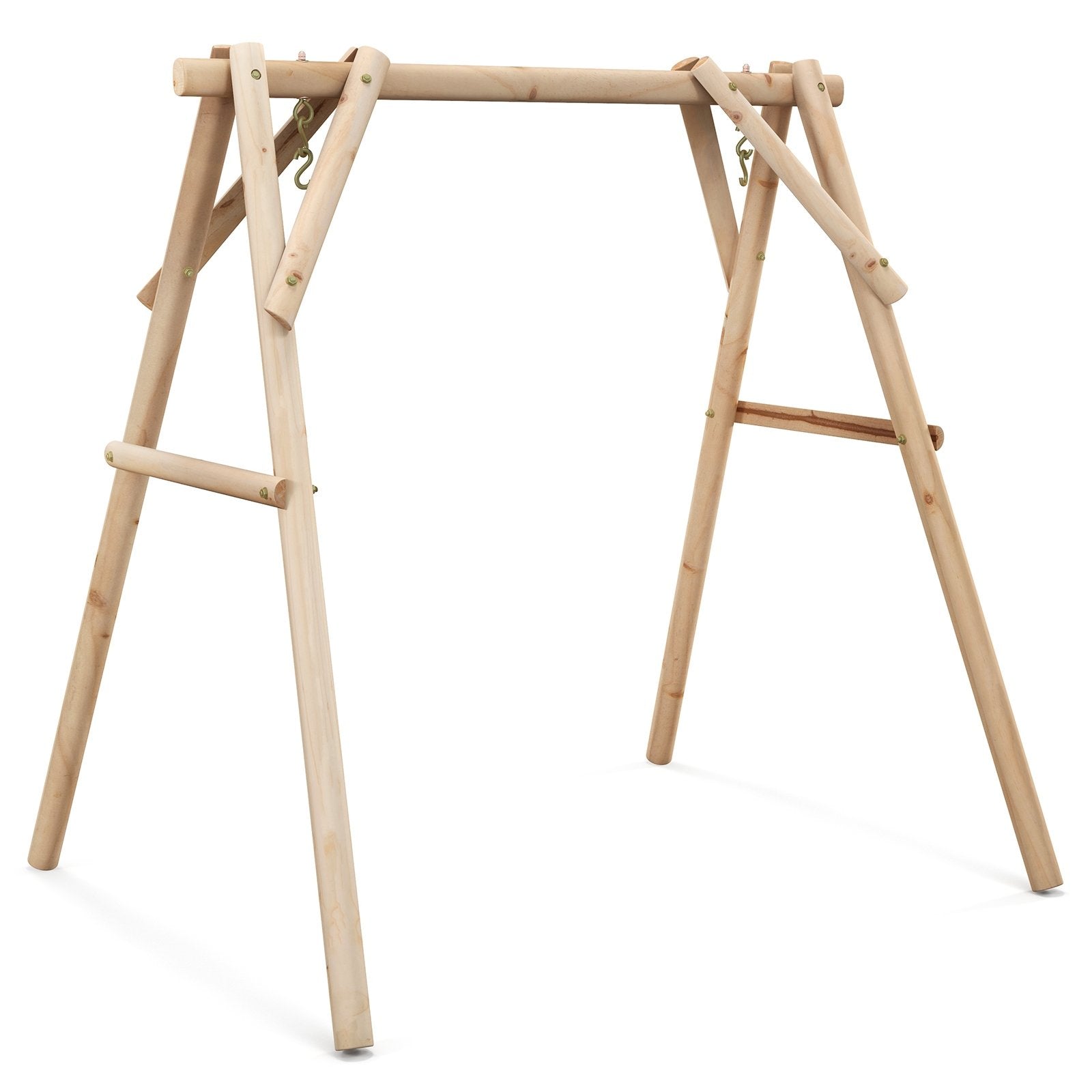 Heavy Duty Wooden Swing Frame with Reinforced Bars, Natural Porch Swings   at Gallery Canada