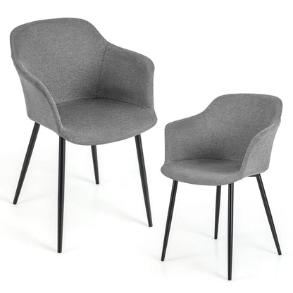 Set of 2 Upholstered Dining Chair with Ergonomic Backrest Design, Gray Dining Chairs   at Gallery Canada