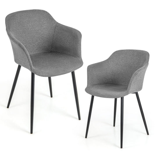 Set of 2 Upholstered Dining Chair with Ergonomic Backrest Design, Gray - Gallery Canada