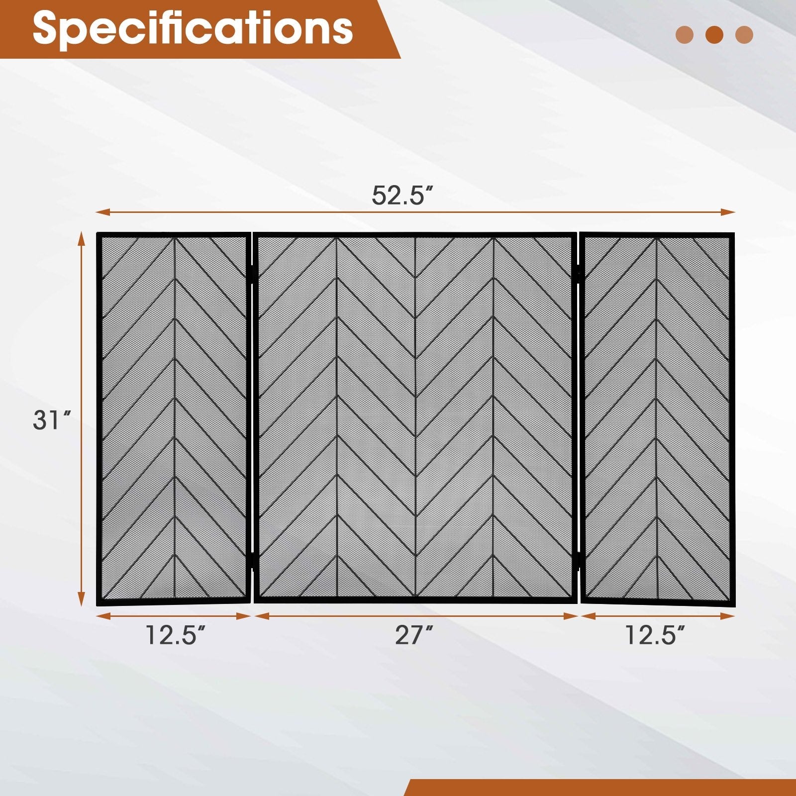 3-Panel Metal Foldable Fireplace Screen with Metal Mesh, Black Fireplace Tools   at Gallery Canada