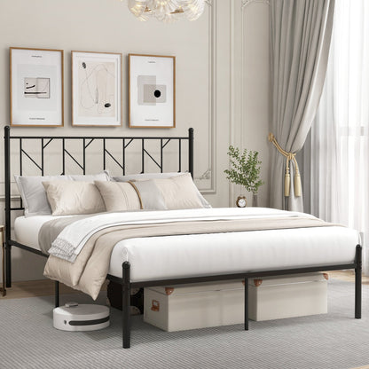 Twin/Full/Queen Size Platform Bed Frame with Sturdy Metal Slat Support-Queen Size, Black Simple Bed Frame   at Gallery Canada