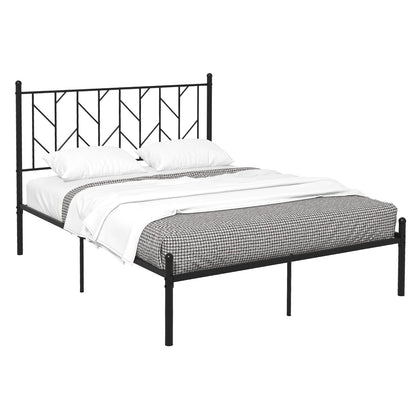 Twin/Full/Queen Size Platform Bed Frame with Sturdy Metal Slat Support-Queen Size, Black Simple Bed Frame   at Gallery Canada