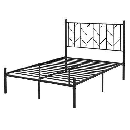 Twin/Full/Queen Size Platform Bed Frame with Sturdy Metal Slat Support-Full Size, Black Simple Bed Frame   at Gallery Canada