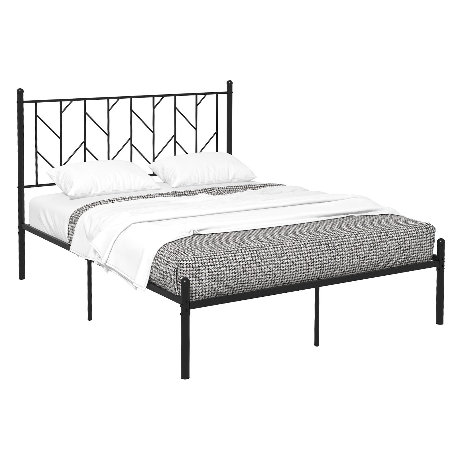 Twin/Full/Queen Size Platform Bed Frame with Sturdy Metal Slat Support-Full Size, Black Simple Bed Frame   at Gallery Canada