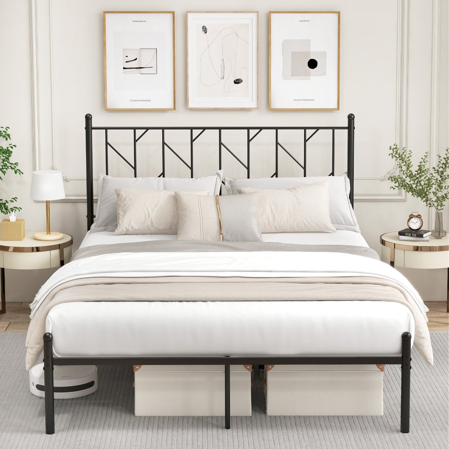 Twin/Full/Queen Size Platform Bed Frame with Sturdy Metal Slat Support-Full Size, Black Simple Bed Frame   at Gallery Canada