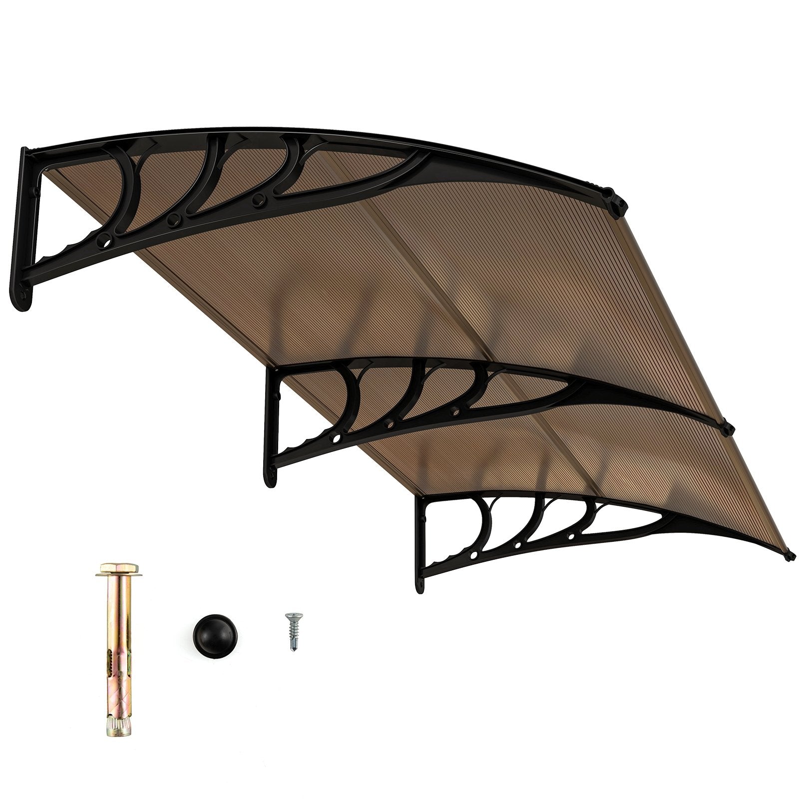 Outdoor Front Door Patio Overhang Awning for Sunlight Rain Snow Wind Protection-80 x 40 Inch, Brown Outdoor Shades   at Gallery Canada