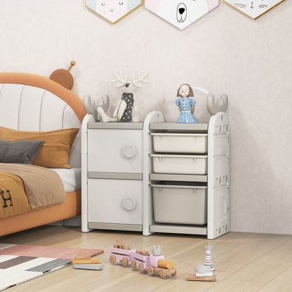 31 Inch Toy Chest and Bookshelf for Toddlers with Enclosed Cabinets and Pull-out Drawers, Gray Kids Storage   at Gallery Canada