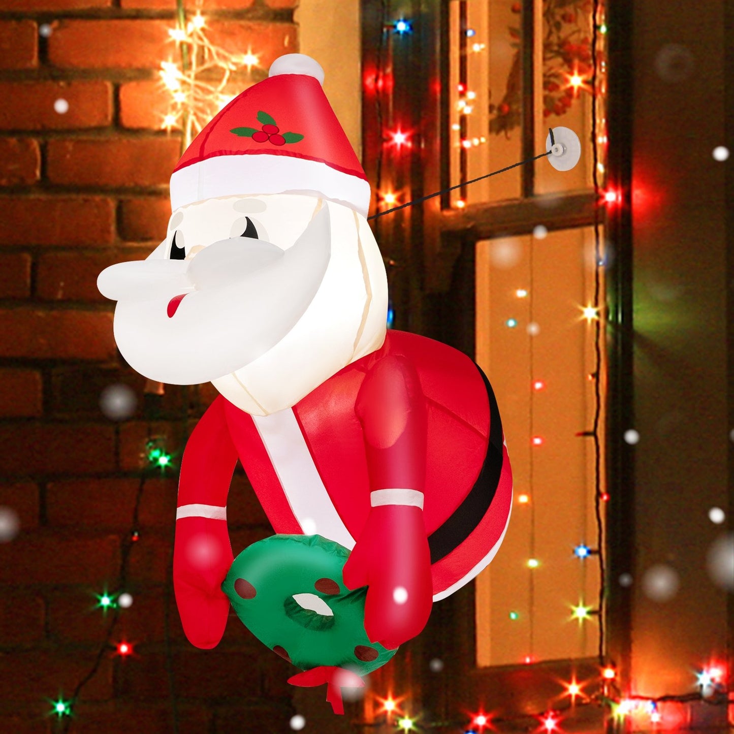 3.3 Feet Lighted Inflatable Santa Claus Broke Out from Window, Red Christmas Inflatables   at Gallery Canada