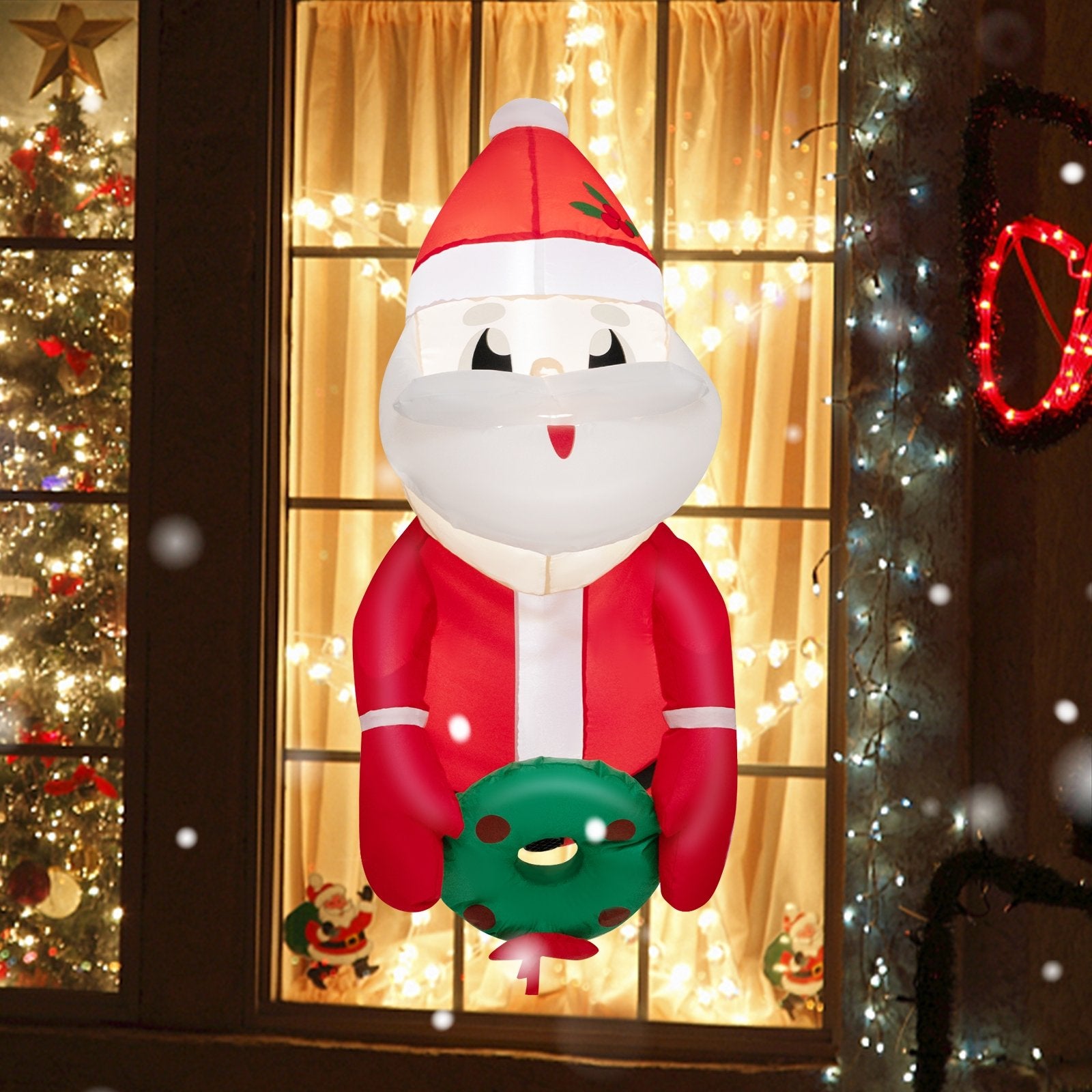 3.3 Feet Lighted Inflatable Santa Claus Broke Out from Window, Red Christmas Inflatables   at Gallery Canada