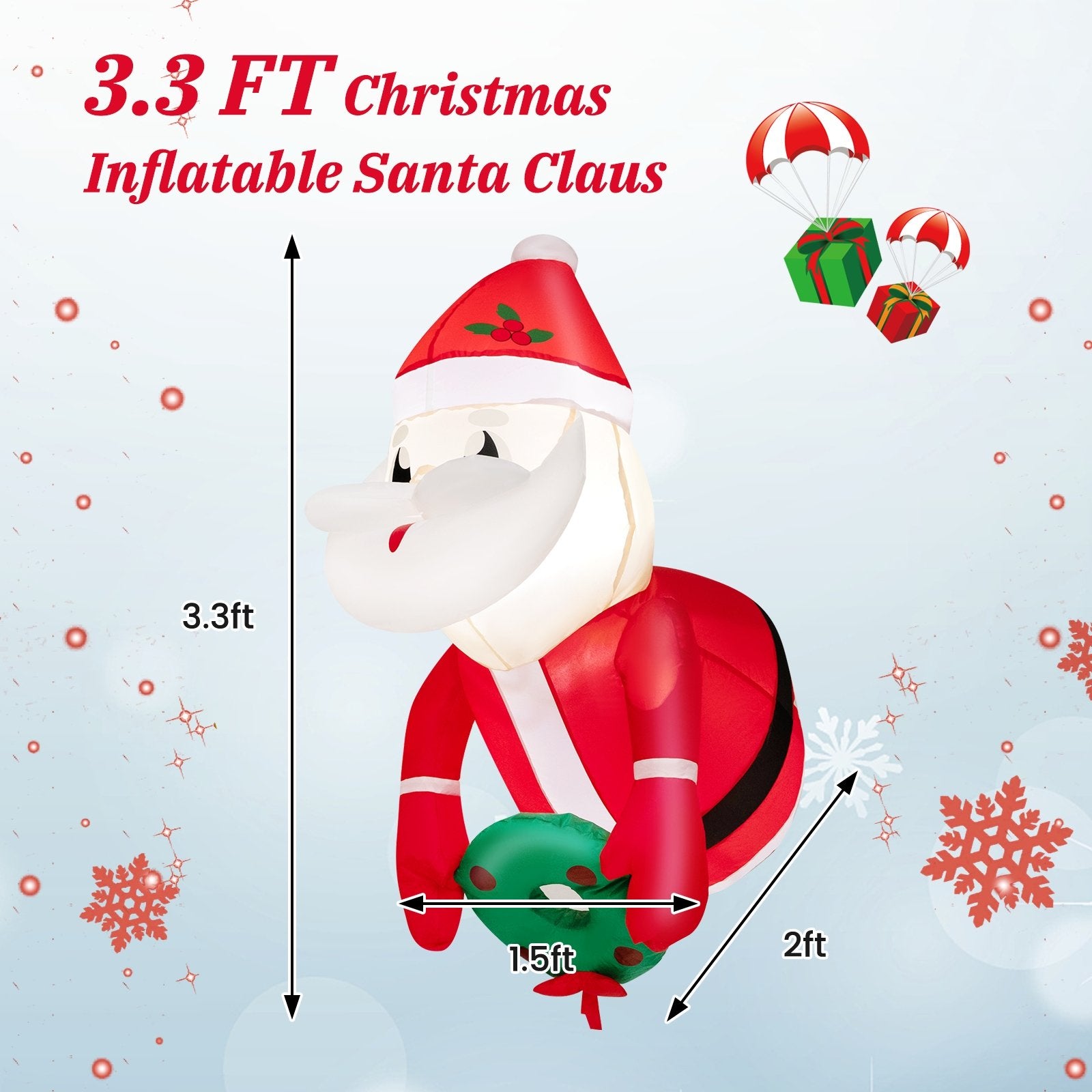 3.3 Feet Lighted Inflatable Santa Claus Broke Out from Window, Red Christmas Inflatables   at Gallery Canada