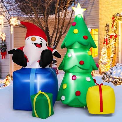 7 Feet Lighted Santa Claus and Christmas Tree with Gift Boxes, Multicolor Christmas Inflatables   at Gallery Canada