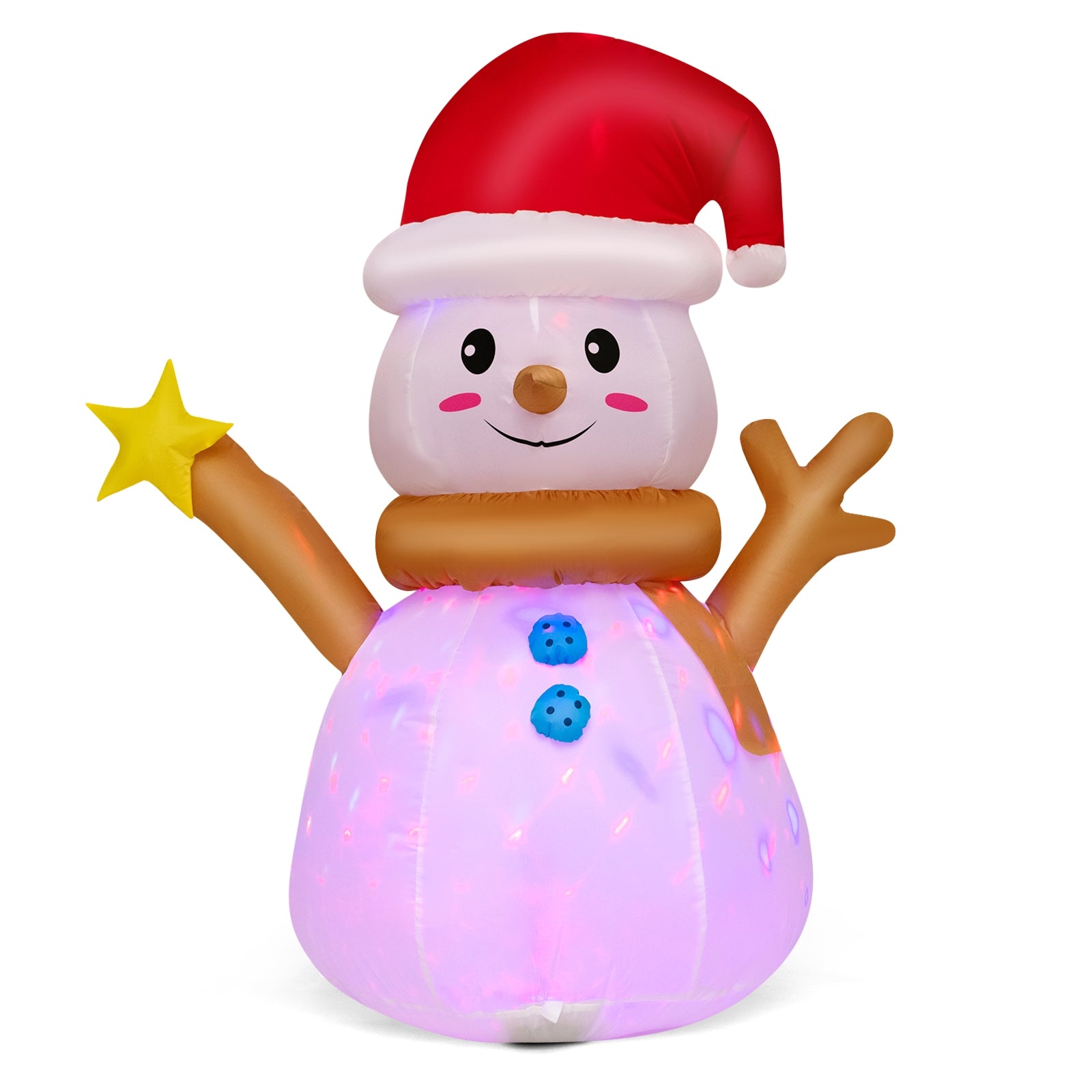 4 Feet Inflatable Christmas Snowman with 360° Rotating Colorful LED Light, Multicolor Christmas Inflatables at Gallery Canada