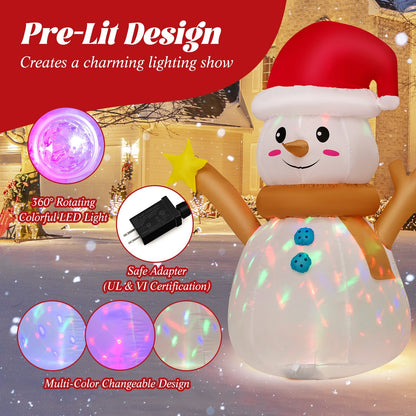 4 Feet Inflatable Christmas Snowman with 360° Rotating Colorful LED Light, Multicolor Christmas Inflatables   at Gallery Canada