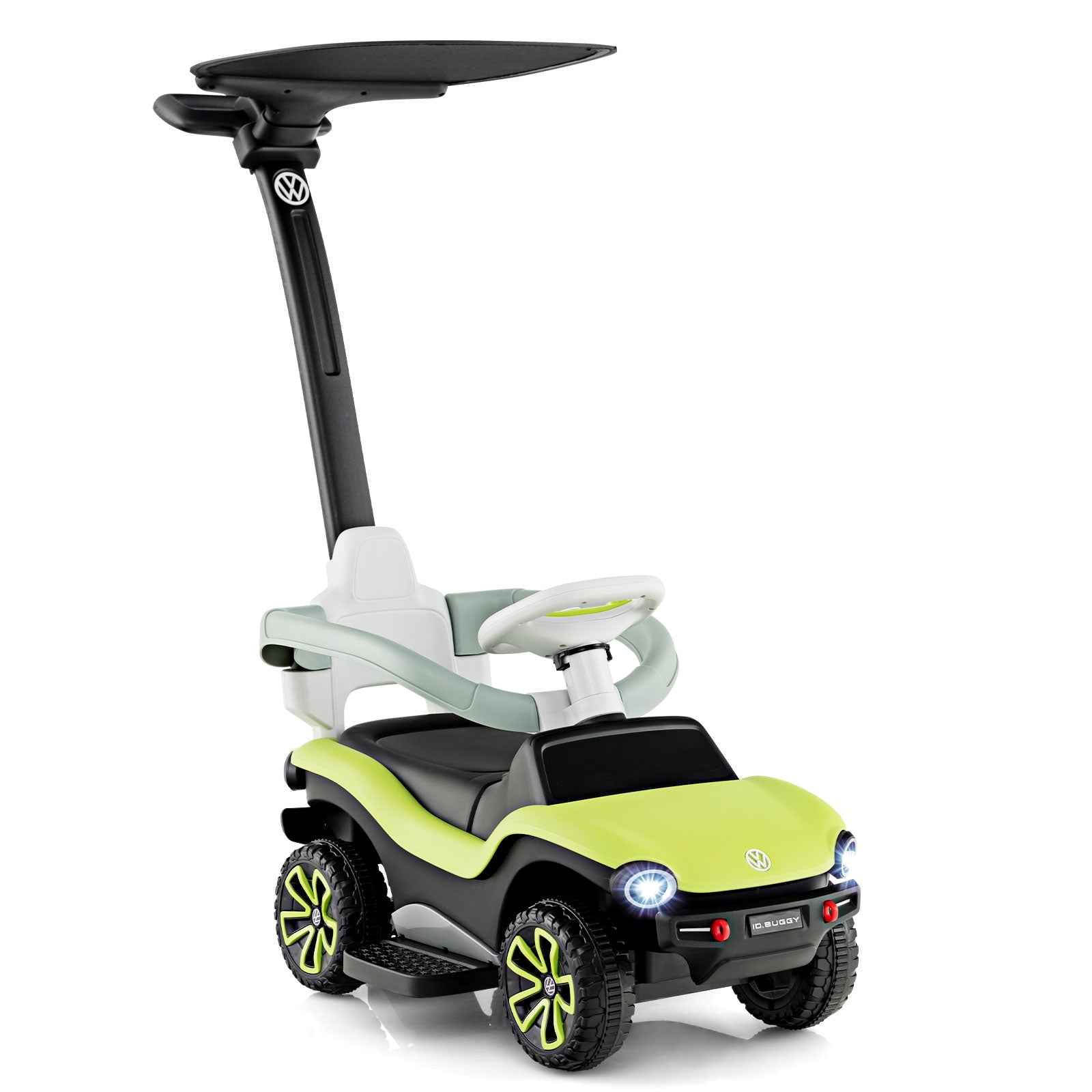 3-in-1 Licensed Volkswagen Ride on Push Car with 3-Position Adjustable Push Handle, Green Push & Pedal Ride On Toys at Gallery Canada