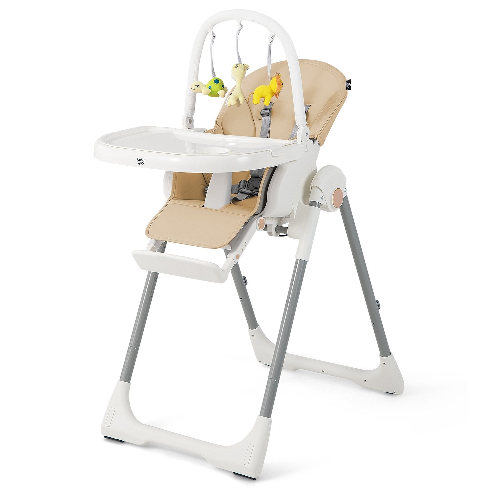 4-in-1 Foldable Baby High Chair with 7 Adjustable Heights and Free Toys Bar, Yellow High Chairs   at Gallery Canada