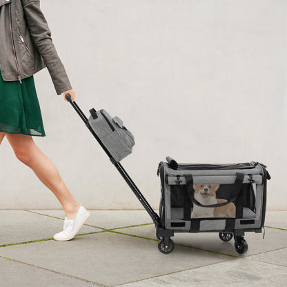 Rolling Cat Carrier with Dual-use Pads and Litter Bag, Gray Cat Supplies   at Gallery Canada