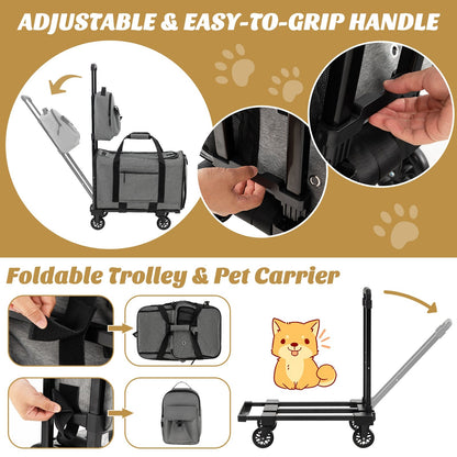 Rolling Cat Carrier with Dual-use Pads and Litter Bag, Gray Cat Supplies   at Gallery Canada