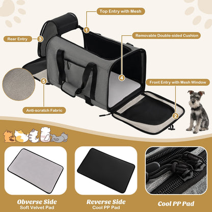 Rolling Cat Carrier with Dual-use Pads and Litter Bag, Gray Cat Supplies   at Gallery Canada