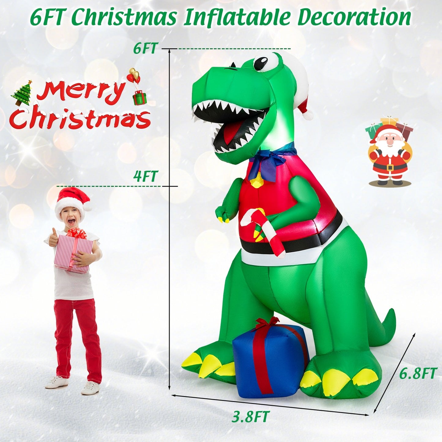 Inflatable Christmas Decoration with LED Lights and Waterproof Blower, Multicolor Christmas Inflatables   at Gallery Canada