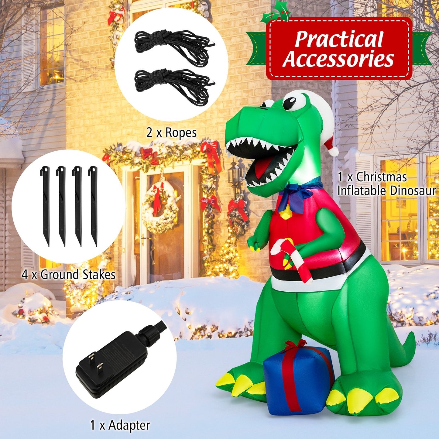 Inflatable Christmas Decoration with LED Lights and Waterproof Blower, Multicolor Christmas Inflatables   at Gallery Canada