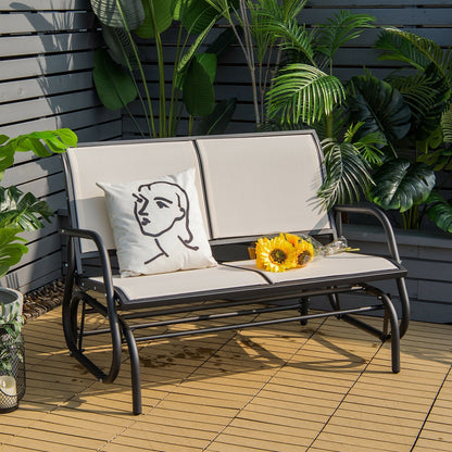 Swing Glider Chair 48 Inch Loveseat Rocker Lounge Backyard, Beige Patio Rocking Chairs & Gliders   at Gallery Canada