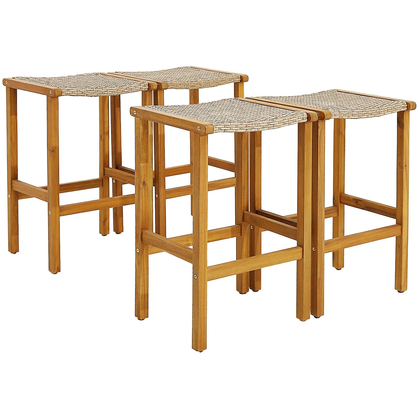 Patio Wood Bar Stools Set of 2/4-4 Pieces, Natural Patio Bar Furniture   at Gallery Canada