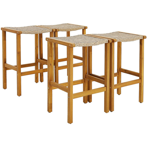 Patio Wood Bar Stools Set of 2/4-4 Pieces, Natural