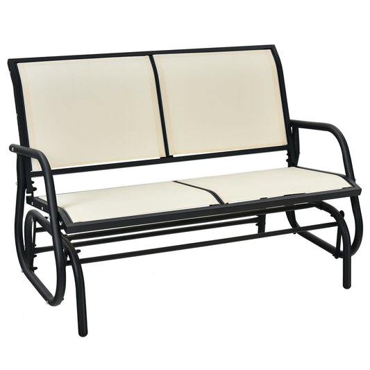 Swing Glider Chair 48 Inch Loveseat Rocker Lounge Backyard, Beige Patio Rocking Chairs & Gliders   at Gallery Canada