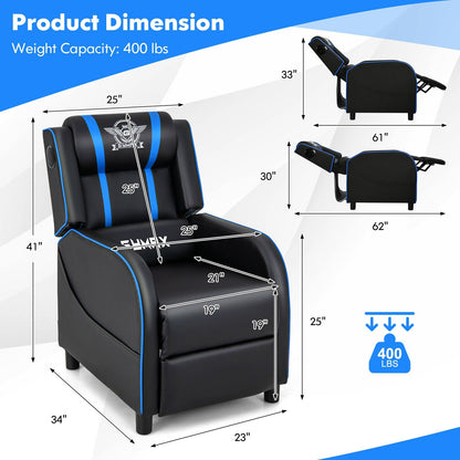 PU Leather Massage Gaming Recliner Chair with Side Pockets, Blue Gaming Chairs   at Gallery Canada