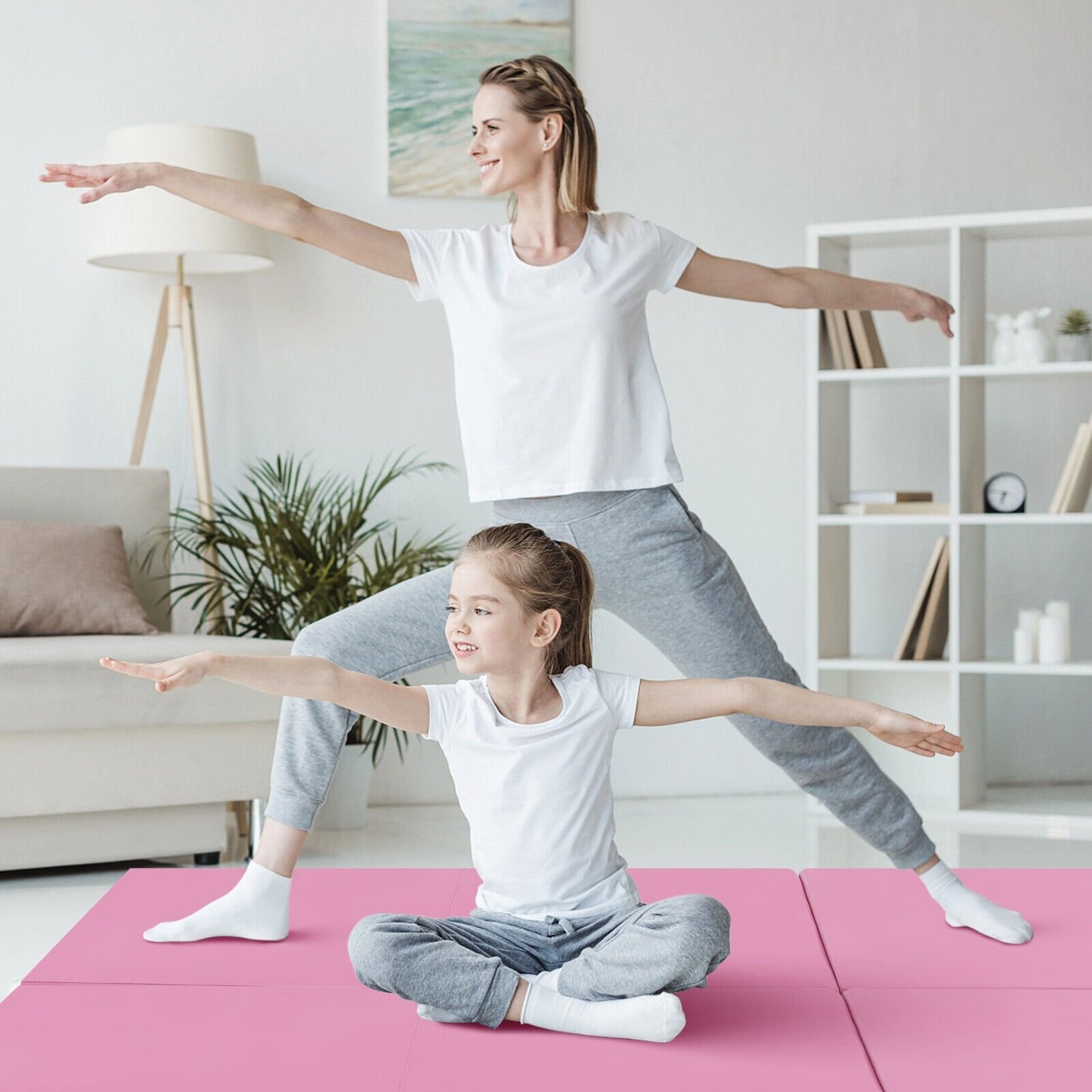 6 x 2 FT Tri-Fold Gym Mat with Handles and Removable Zippered Cover, Pink Yoga & Gym Mats   at Gallery Canada