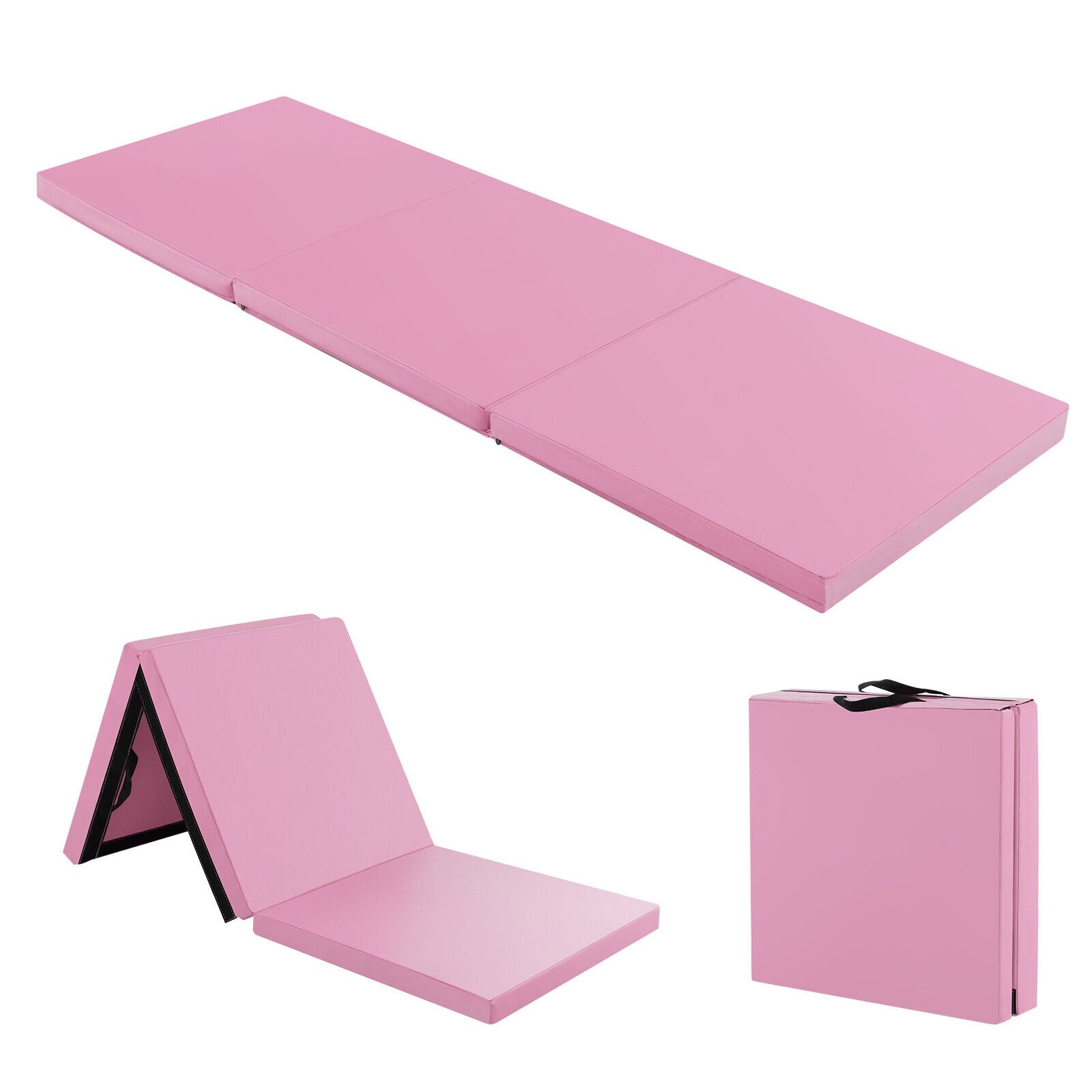 6 x 2 FT Tri-Fold Gym Mat with Handles and Removable Zippered Cover, Pink Yoga & Gym Mats at Gallery Canada