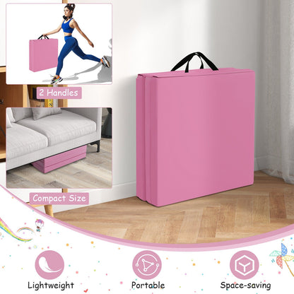 6 x 2 FT Tri-Fold Gym Mat with Handles and Removable Zippered Cover, Pink Yoga & Gym Mats   at Gallery Canada